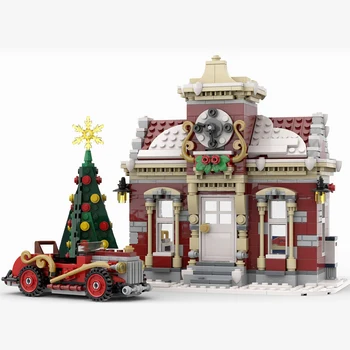 MOC חג המולד אדריכלות החורף העירייה אבני הבניין סט חורף המדינה הכנסייה הבית לבנים ToyKids יום הולדת מתנת חג המולד