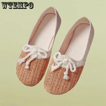 WTEMPO נשים הבוהן ציוץ נעלי קיץ נקבה Slip-on לנשימה חלול כל-התאמה שטוח נוחות נעלי Dropshipping הסיטונאי