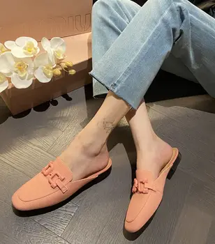 אופנה סוכריות צבעוניות פרד נעלי נשים נעלי בית שטוח הבוהן מזדמן מולר נעלי בית 2023 קיץ נעליים