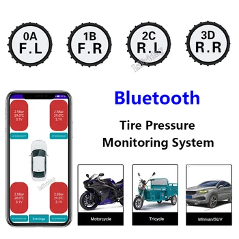 אופנוע TPM מערכת ניטור לחץ צמיגים Bluetooth תואם-לחץ צמיגים חיישנים אלחוטיים אנדרואיד/IOS המכונית TMPS