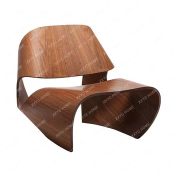 יצירתי חלול הברך כיסא מודרני עץ מלא פנאי הכיסא אמנות כורסה