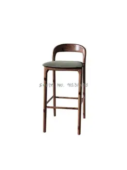 כיסא בר מודרני פשוט כיסא בר מעץ מלא גבוהה צואה אגוז שחור כסא בר דלפק קבלה כיסא גבוה משק הבית.