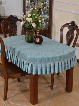 שאניל מעובה תה לשולחן בד כחול בד שולחן חצי עגול שולחן כיסוי